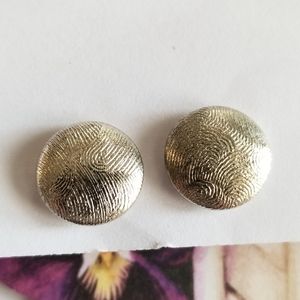 Vintage earrings silver tone dot earrings circle textured pierced post backs